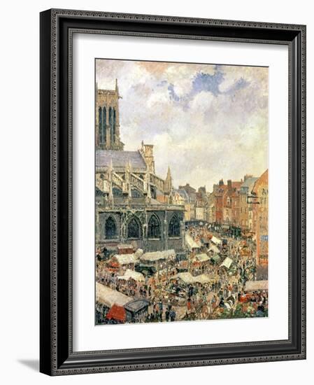 The Market Surrounding the Church of Saint-Jacques, Dieppe, 1901-Camille Pissarro-Framed Giclee Print