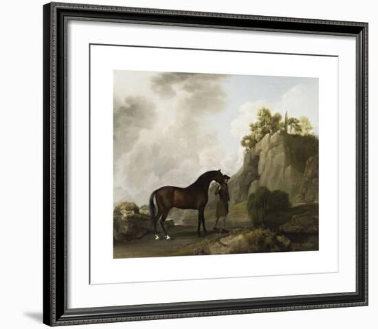 The Marquess of Rockingham's Arabian Stallion (led by a Groom at Creswell Crags)-George Stubbs-Framed Premium Giclee Print