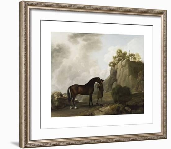 The Marquess of Rockingham's Arabian Stallion (led by a Groom at Creswell Crags)-George Stubbs-Framed Premium Giclee Print