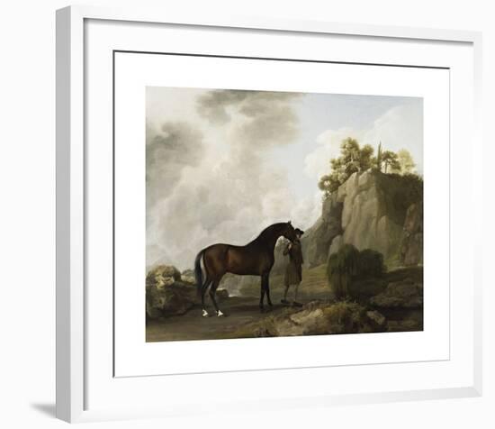 The Marquess of Rockingham's Arabian Stallion (led by a Groom at Creswell Crags)-George Stubbs-Framed Premium Giclee Print