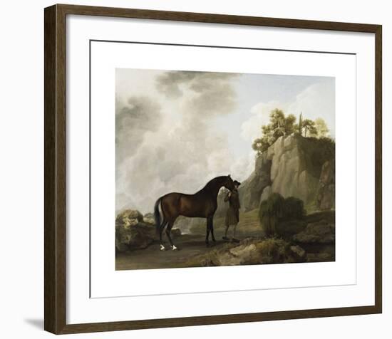 The Marquess of Rockingham's Arabian Stallion (led by a Groom at Creswell Crags)-George Stubbs-Framed Premium Giclee Print