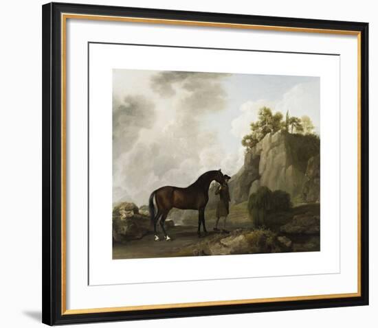 The Marquess of Rockingham's Arabian Stallion (led by a Groom at Creswell Crags)-George Stubbs-Framed Premium Giclee Print