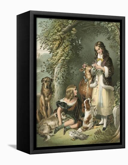 The Marquess of Stafford and the Lady Evelyn Gower (The Sutherland Children)-Edwin Henry Landseer-Framed Premier Image Canvas