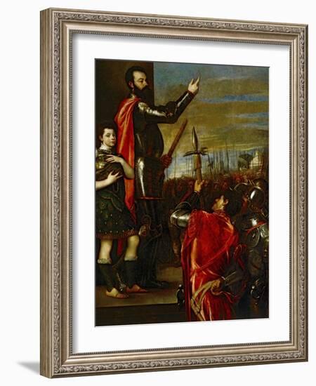 The Marquis of Vasto Addressing His Soldiers-Titian (Tiziano Vecelli)-Framed Giclee Print