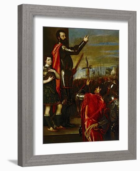 The Marquis of Vasto Addressing His Soldiers-Titian (Tiziano Vecelli)-Framed Giclee Print