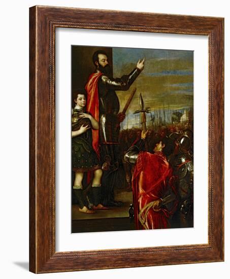 The Marquis of Vasto Addressing His Soldiers-Titian (Tiziano Vecelli)-Framed Giclee Print