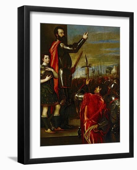 The Marquis of Vasto Addressing His Soldiers-Titian (Tiziano Vecelli)-Framed Giclee Print