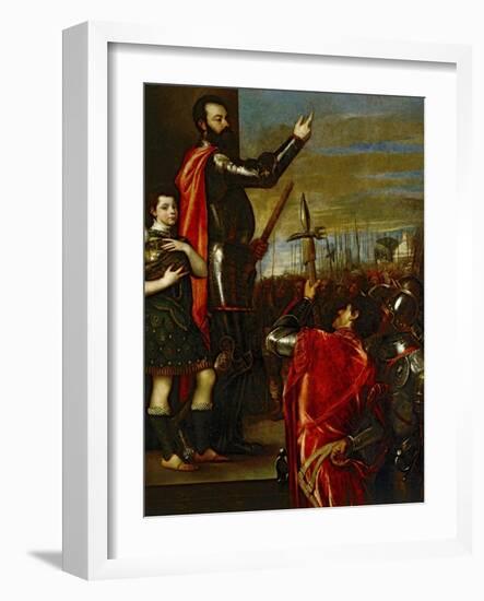 The Marquis of Vasto Addressing His Soldiers-Titian (Tiziano Vecelli)-Framed Giclee Print