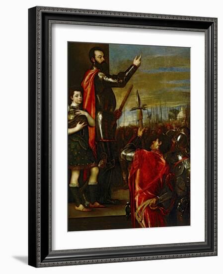 The Marquis of Vasto Addressing His Soldiers-Titian (Tiziano Vecelli)-Framed Giclee Print