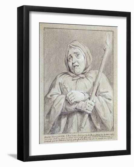 The Marquise De Brinvilliers on the Way to Her Death (Chalk and Pencil on Paper)-Jean Restout-Framed Giclee Print