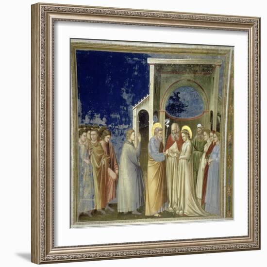 The Marriage of the Virgin, circa 1305-Giotto di Bondone-Framed Giclee Print