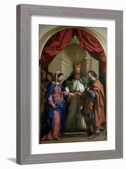 The Marriage of the Virgin (Oil on Canvas, 1649)-Guercino (1591-1666)-Framed Giclee Print