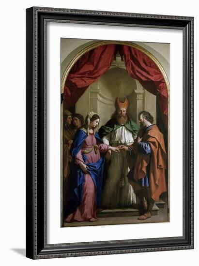 The Marriage of the Virgin (Oil on Canvas, 1649)-Guercino (1591-1666)-Framed Giclee Print