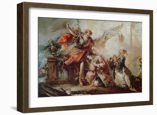 The Marriage of Tobias, Detail of the Couple Sara and Tobias before Raphael's Intermediary Giving T-Francesco Guardi-Framed Giclee Print