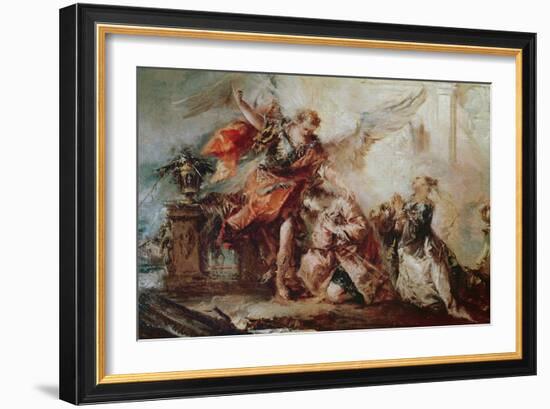 The Marriage of Tobias, Detail of the Couple Sara and Tobias before Raphael's Intermediary Giving T-Francesco Guardi-Framed Giclee Print