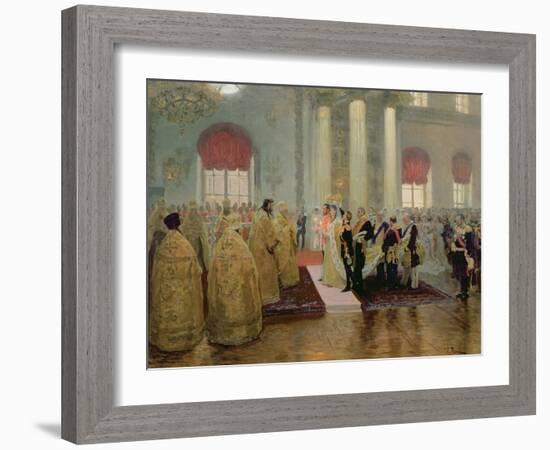 The Marriage of Tsar Nicholas II (1868-1918) and Alexandra Feodorovna (1872-1918) 1894-Ilya Efimovich Repin-Framed Giclee Print