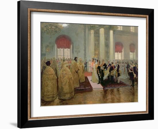 The Marriage of Tsar Nicholas II (1868-1918) and Alexandra Feodorovna (1872-1918) 1894-Ilya Efimovich Repin-Framed Giclee Print