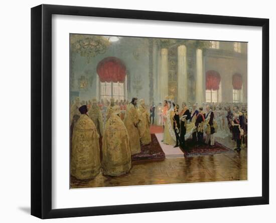 The Marriage of Tsar Nicholas II (1868-1918) and Alexandra Feodorovna (1872-1918) 1894-Ilya Efimovich Repin-Framed Giclee Print