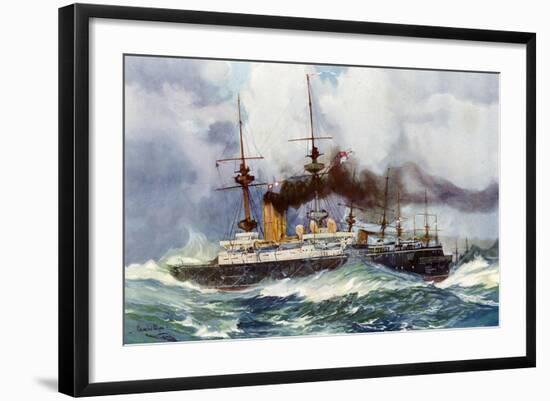 The "Mars" in the Channel Squadron, 1901-Charles Edward Dixon-Framed Giclee Print