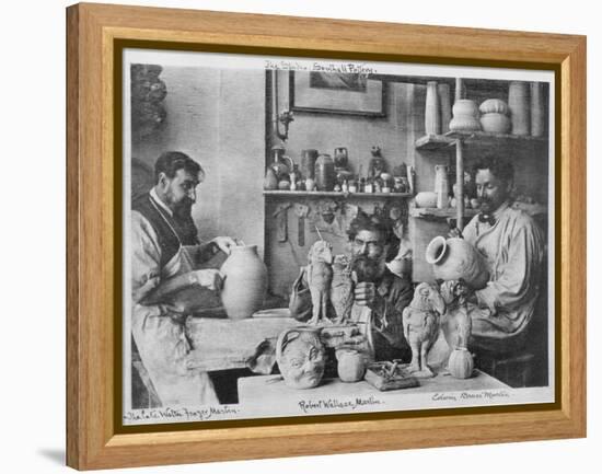 The Martin Brothers in the Studio at the Southall Pottery (B/W Photo)-English Photographer-Framed Premier Image Canvas