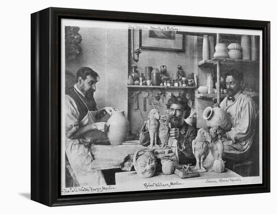 The Martin Brothers in the Studio at the Southall Pottery (B/W Photo)-English Photographer-Framed Premier Image Canvas