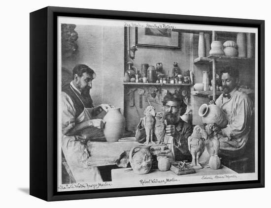 The Martin Brothers in the Studio at the Southall Pottery (B/W Photo)-English Photographer-Framed Premier Image Canvas