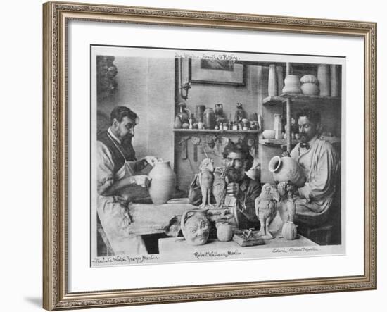 The Martin Brothers in the Studio at the Southall Pottery (B/W Photo)-English Photographer-Framed Giclee Print