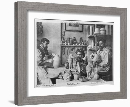 The Martin Brothers in the Studio at the Southall Pottery (B/W Photo)-English Photographer-Framed Giclee Print