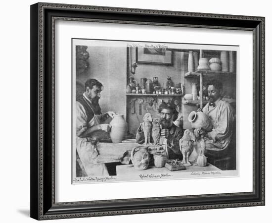 The Martin Brothers in the Studio at the Southall Pottery (B/W Photo)-English Photographer-Framed Giclee Print