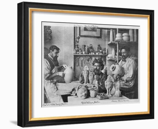 The Martin Brothers in the Studio at the Southall Pottery (B/W Photo)-English Photographer-Framed Giclee Print