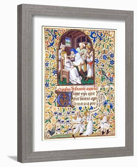 The Martyrdom from the Life of St. Apollonia, A Book of Hours-null-Framed Giclee Print