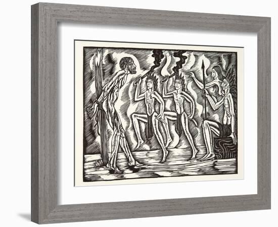 The Martyrdom, from the Travels and Sufferings of Father Jean De Brebeuf, 1938-Eric Gill-Framed Giclee Print