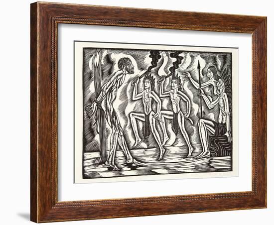 The Martyrdom, from the Travels and Sufferings of Father Jean De Brebeuf, 1938-Eric Gill-Framed Giclee Print