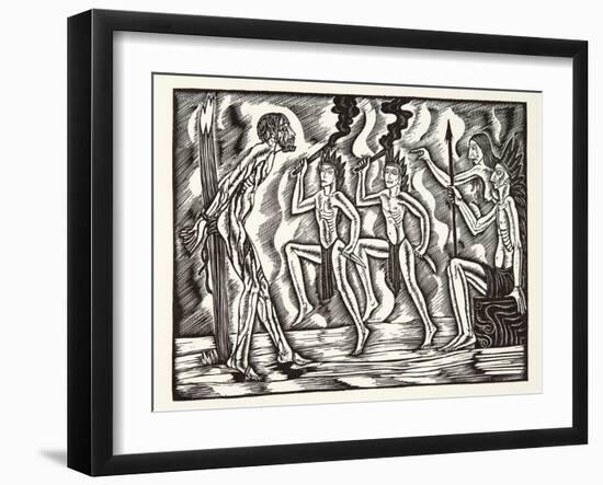 The Martyrdom, from the Travels and Sufferings of Father Jean De Brebeuf, 1938-Eric Gill-Framed Giclee Print