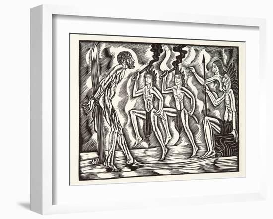 The Martyrdom, from the Travels and Sufferings of Father Jean De Brebeuf, 1938-Eric Gill-Framed Giclee Print