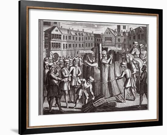 The Martyrdom of Mr John Bradford and John Leaf in Smithfield, Illustration from 'Foxes Martyrs'…-null-Framed Giclee Print