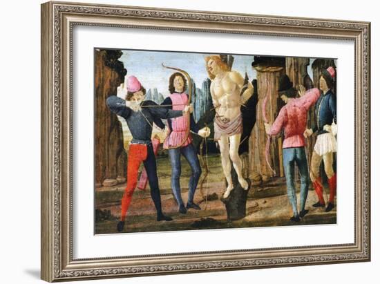 The Martyrdom of St Sebastian, Detail from Predella of Sacred Conversation-Domenico Ghirlandaio-Framed Giclee Print