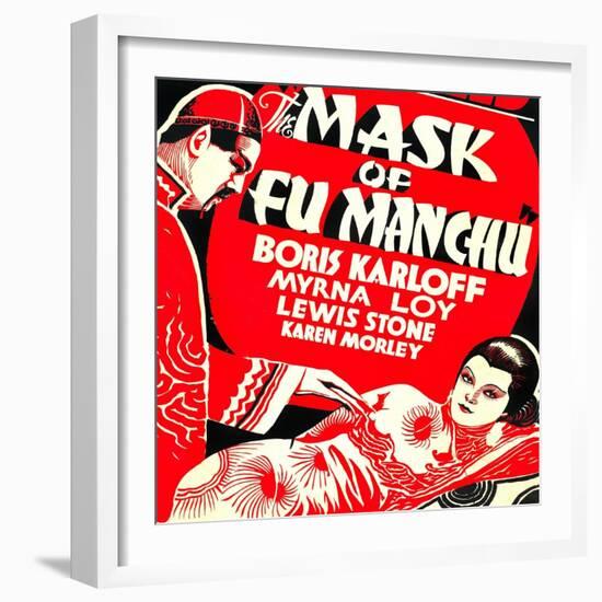 The Mask of Fu Manchu, Boris Karloff, Myrna Loy, 1932-null-Framed Premium Giclee Print
