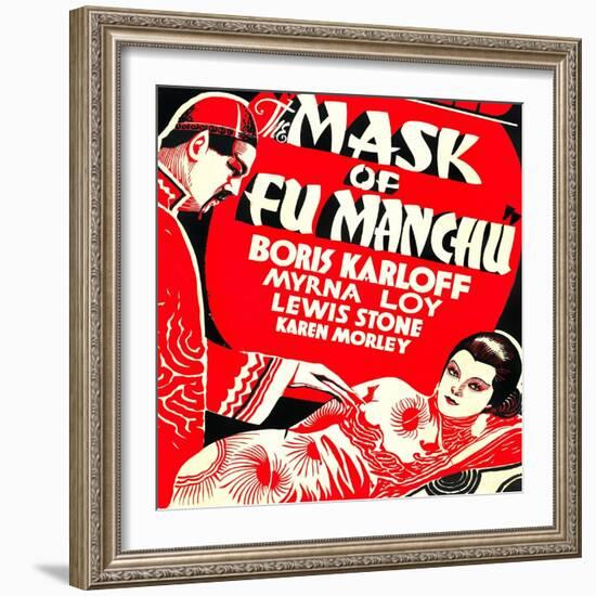 The Mask of Fu Manchu, Boris Karloff, Myrna Loy, 1932-null-Framed Art Print