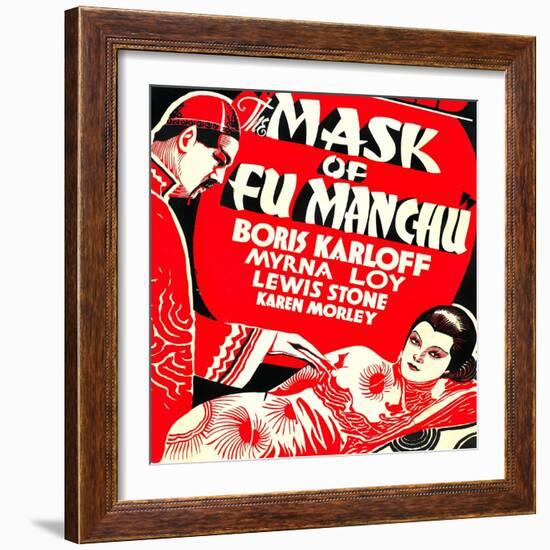 The Mask of Fu Manchu, Boris Karloff, Myrna Loy, 1932-null-Framed Art Print