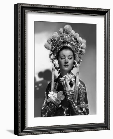 The mask of Fu Manchu by CharlesBrabin with Mirna Loy, 1932 (b/w photo)-null-Framed Photo