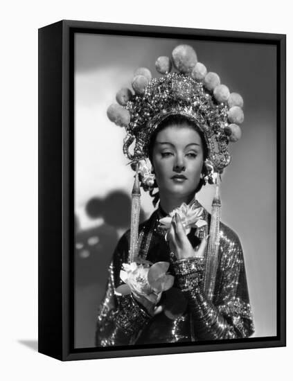 The mask of Fu Manchu by CharlesBrabin with Mirna Loy, 1932 (b/w photo)-null-Framed Stretched Canvas