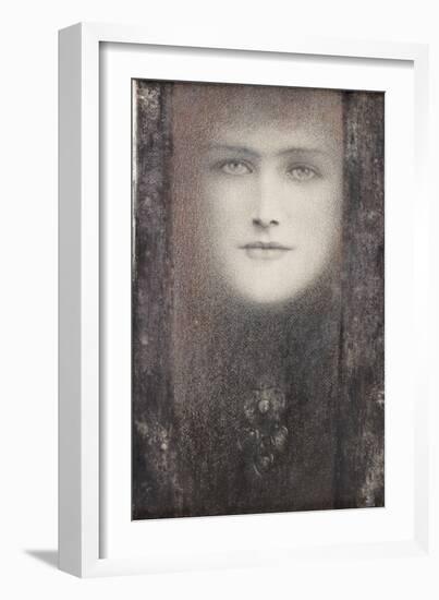 The Mask, with a Black Curtain, circa 1909-Fernand Khnopff-Framed Giclee Print