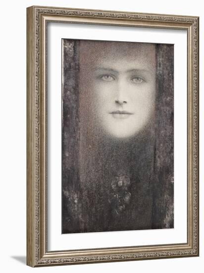 The Mask, with a Black Curtain, circa 1909-Fernand Khnopff-Framed Giclee Print