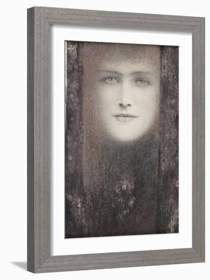 The Mask, with a Black Curtain, circa 1909-Fernand Khnopff-Framed Giclee Print