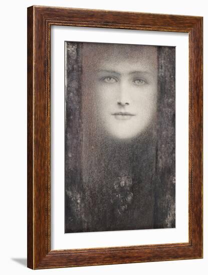 The Mask, with a Black Curtain, circa 1909-Fernand Khnopff-Framed Giclee Print