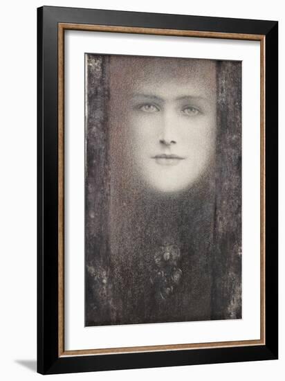 The Mask, with a Black Curtain, circa 1909-Fernand Khnopff-Framed Giclee Print