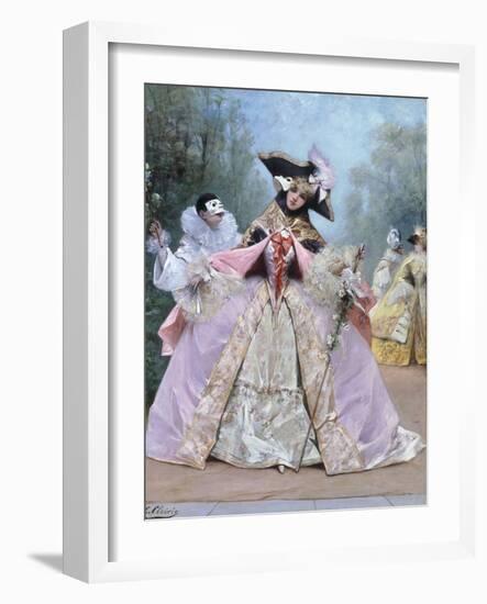 The Masked Ball (18th century costumes)-Georges Clairin-Framed Giclee Print