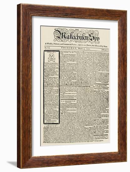 The Massachusetts Spy Newspaper, on the First Anniversary of the Boston Massacre, c.1771-null-Framed Giclee Print