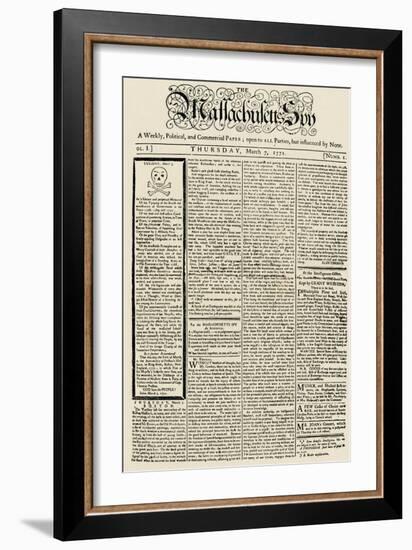 The Massachusetts Spy Newspaper, on the First Anniversary of the Boston Massacre, c.1771-null-Framed Giclee Print